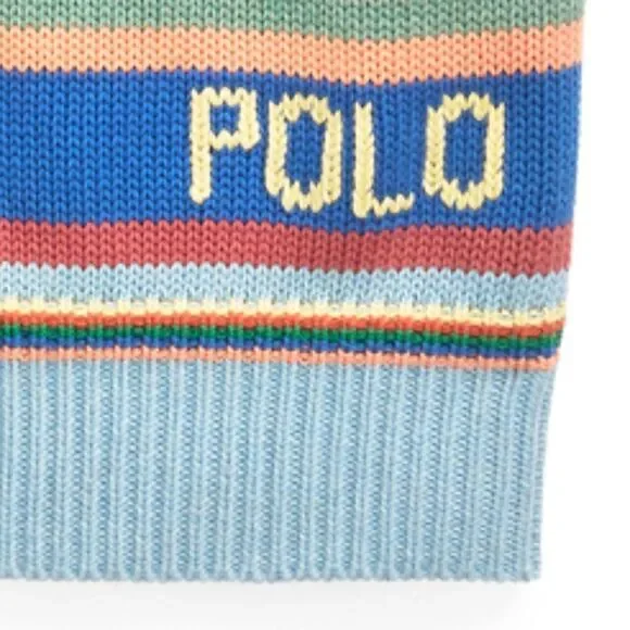 Polo Ralph Lauren Sky Blue Sun Bleached Multi Stripe Short Sleeve Sweater - Picture 5 of 16